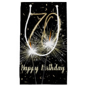 70e jaarsparkler op zwart klein cadeauzakje (Voorkant)