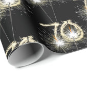 70e jaarsparklers op zwart cadeaupapier (Rol Hoek)