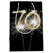 70e jaarsparklers op zwart medium cadeauzakje (Voorkant)