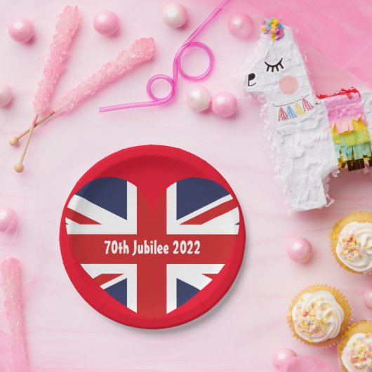 70e Jubilee 2022 Engelstalige vlag Papieren Bordje (Feest)