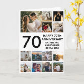 70e Jubileum 13 Foto Collage Black and White Kaart (Gele Bloem)