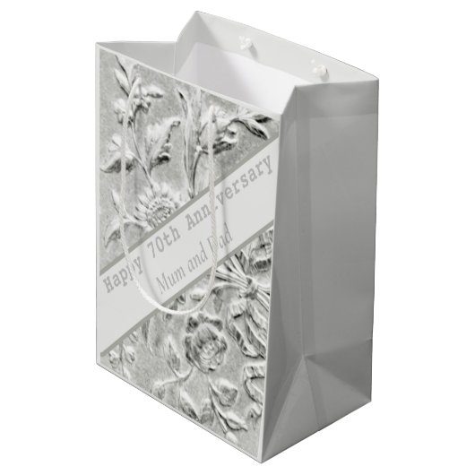 70e Jubileum bewerkbaar Medium Cadeauzakje (Achterkant Gekanteld)