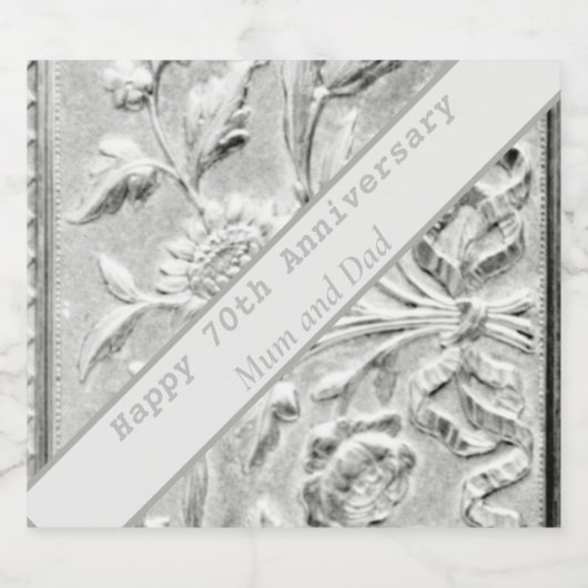 70e Jubileum bewerkbaar Sparkling Wijnetiket (Enkel label)