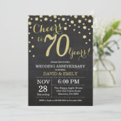 70e Jubileum Chalkboard Black en Gold Kaart (Staand voorkant)