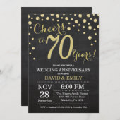 70e Jubileum Chalkboard Black en Gold Kaart (Voorkant / Achterkant)