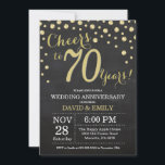 70e Jubileum Chalkboard Black en Gold Kaart<br><div class="desc">70e Jubileum van het huwelijk Chalkboard Black en Gold Invitation. Zeventig Jubileum. Chalkboard Black en Gold Glitter Diamond Background Gold Confetti. Volwassen verjaardag. Vrouw of Man Man Birthday Party. Voor verdere aanpassing,  te klikken gelieve de knoop "van de Aanpassing het"en ons ontwerphulpmiddel te gebruiken om deze sjabloon te wijzigen.</div>
