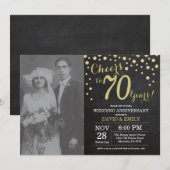 70e Jubileum Chalkboard Black en Gold Kaart (Voorkant / Achterkant)