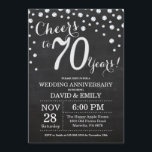 70e Jubileum Chalkboard Black Silver Kaart<br><div class="desc">70e Jubileum Chalkboard Black en Silver Invitation. Zeventig Jubileum. Chalkboard Black en Silver Glitter Diamond Background Zilveren Confetti. Volwassen verjaardag. Vrouw of Man Man Birthday Party. Voor verdere aanpassing,  te klikken gelieve de knoop "van de Aanpassing het"en ons ontwerphulpmiddel te gebruiken om deze sjabloon te wijzigen.</div>