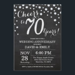 70e Jubileum Chalkboard Black Silver Kaart<br><div class="desc">70e Jubileum Chalkboard Black en Silver Invitation. Zeventig Jubileum. Chalkboard Black en Silver Glitter Diamond Background Zilveren Confetti. Volwassen verjaardag. Vrouw of Man Man Birthday Party. Voor verdere aanpassing,  te klikken gelieve de knoop "van de Aanpassing het"en ons ontwerphulpmiddel te gebruiken om deze sjabloon te wijzigen.</div>