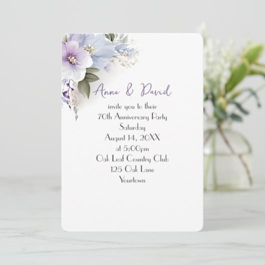 70e Jubileum Feest Bloemen Boeket Kaart (Staand voorkant)