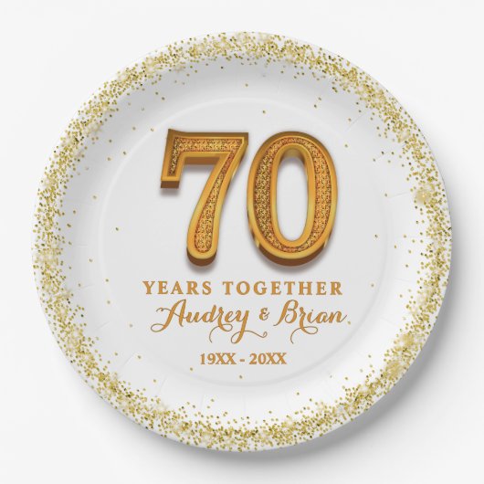 70e Jubileum gepersonaliseerd Papieren Bordje (Voorkant)