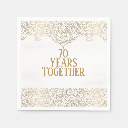 70e Jubileum goudbril op witte luiers Servet (Voorkant)