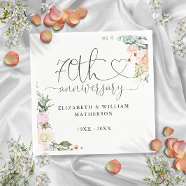 70e Jubileum Gouden Hart Rozen Bloemen Servet