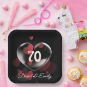 70e Jubileum hartbrok met rood hart Papieren Bordje (Feest)