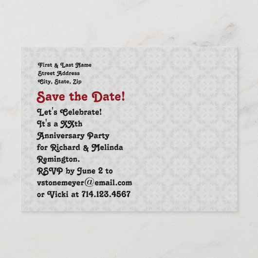 70e Jubileum Jubileum bruiloft Platinum Z03 Aankondigingskaart (Achterkant)