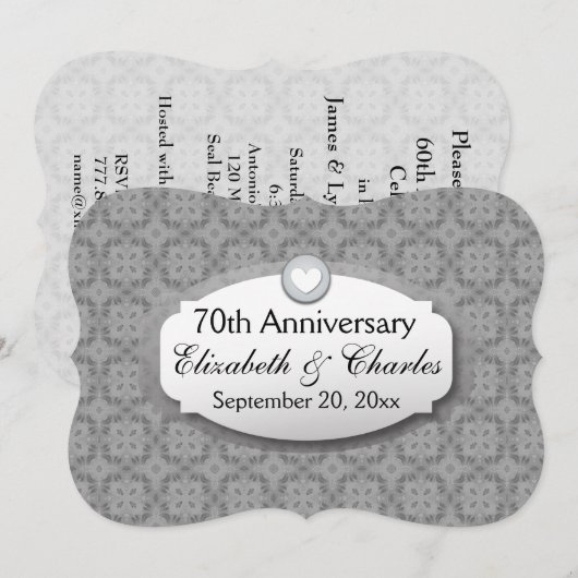 70e Jubileum Jubileum bruiloft Platinum Z03 Kaart (Voorkant / Achterkant)