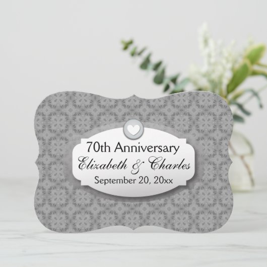 70e Jubileum Jubileum bruiloft Platinum Z03 Kaart (Staand voorkant)