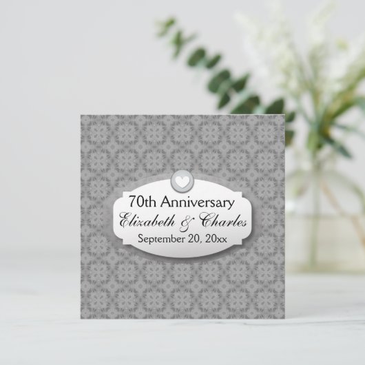 70e Jubileum Jubileum bruiloft Platinum Z03 Kaart (Staand voorkant)