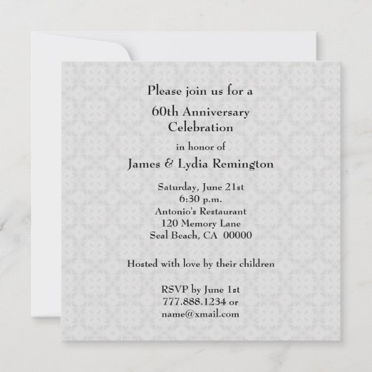 70e Jubileum Jubileum bruiloft Platinum Z03 Kaart (Achterkant)