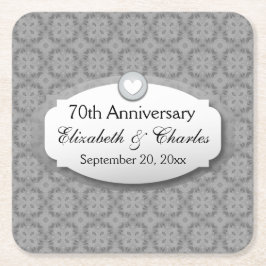 70e Jubileum Jubileum bruiloft Platinum Z03 Kartonnen Onderzetters