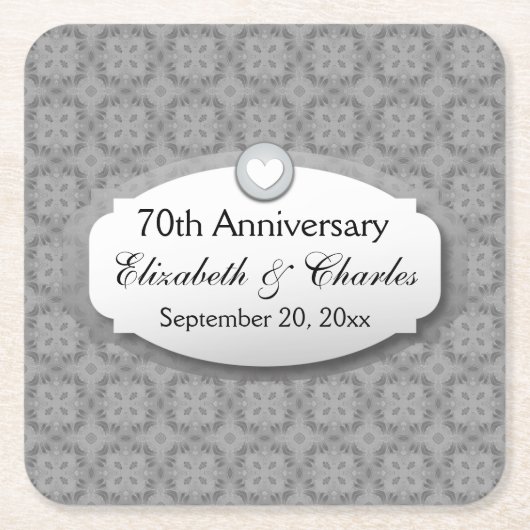 70e Jubileum Jubileum bruiloft Platinum Z03 Kartonnen Onderzetters (Voorkant)