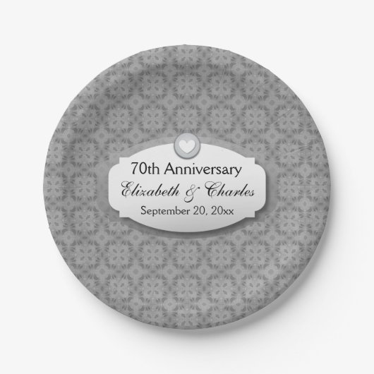 70e Jubileum Jubileum bruiloft Platinum Z03 Papieren Bordje (Voorkant)