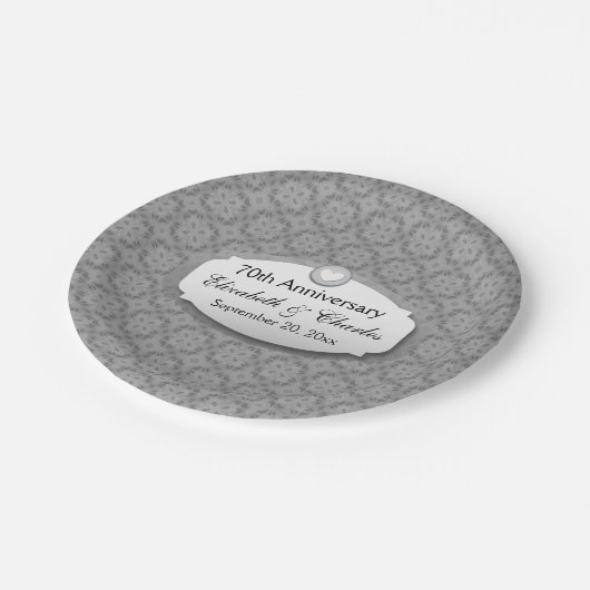 70e Jubileum Jubileum bruiloft Platinum Z03 Papieren Bordje (Gekanteld)