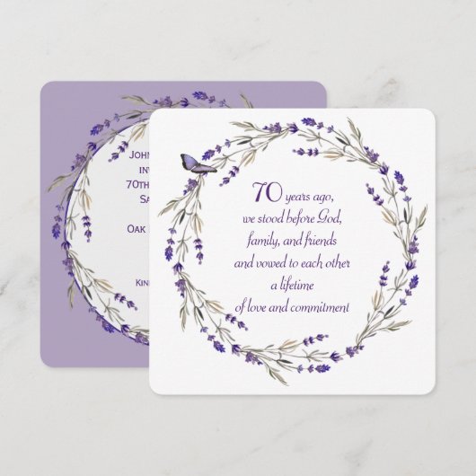70e Jubileum Lavender Wreath Kaart (Voorkant / Achterkant)