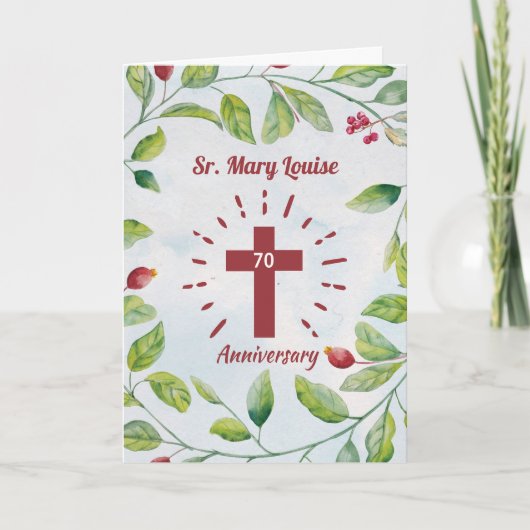 70e Jubileum naar Nun Cross in krans Kaart (Voorkant)