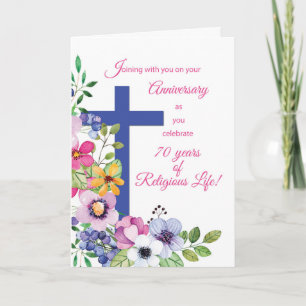 70e Jubileum Nun Religious Life Cross, Flowers Kaart