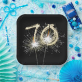 70e Jubileum-partij op zwarte reservekoppen Papieren Bordje (Feest)