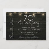 70e Jubileum Party Rustic Wood Lights Save The Date (Voorkant)