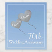 70e Jubileum platina hartballon Wijn Etiket (Enkel label)