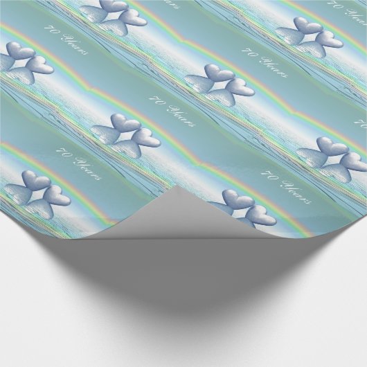 70e Jubileum Platinum Hearts Cadeaupapier (Hoek)