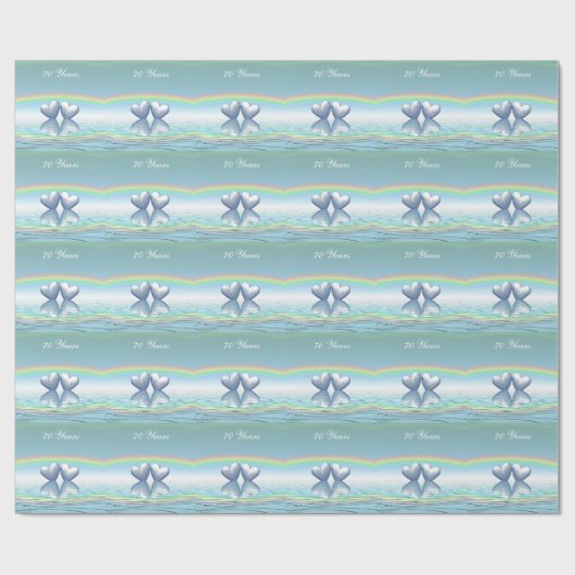 70e Jubileum Platinum Hearts Cadeaupapier (Vlak)