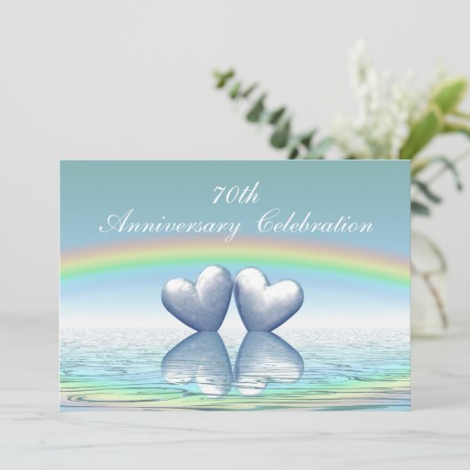70e Jubileum Platinum Hearts Kaart (Staand voorkant)