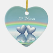 70e Jubileum Platinum Hearts Keramisch Ornament (Voorkant)