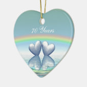 70e Jubileum Platinum Hearts Keramisch Ornament (Links)