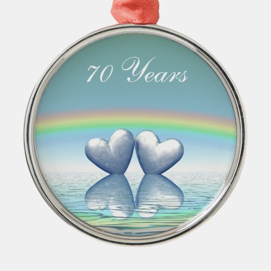 70e Jubileum Platinum Hearts Metalen Ornament (Voorkant)