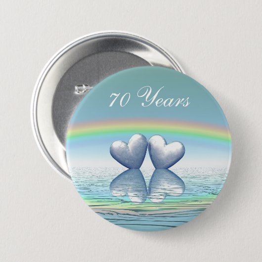 70e Jubileum Platinum Hearts Ronde Button 7,6 Cm (Voorkant /achterkant)