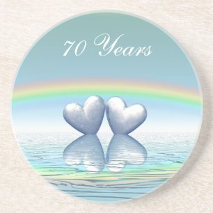 70e Jubileum Platinum Hearts Zandsteen Onderzetter