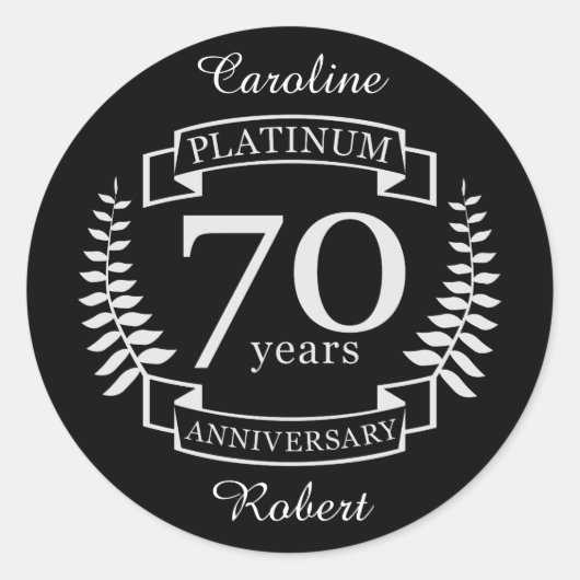 70e JUBILEUM PLATINUM Ronde Sticker (Voorkant)