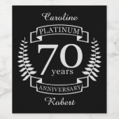 70e JUBILEUM PLATINUM Wijn Etiket (Enkel label)