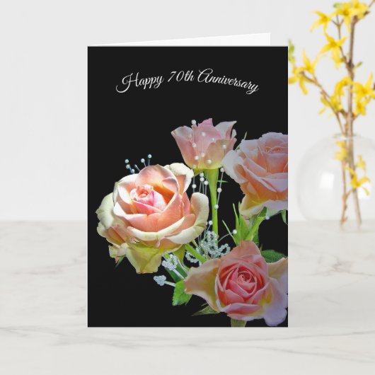 70e Jubileum Rose Bouquet Kaart (Gele Bloem)