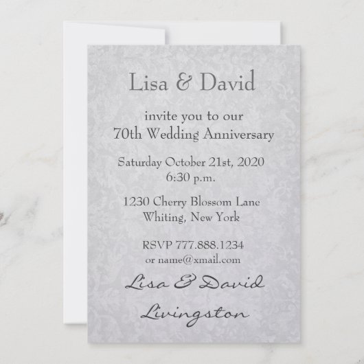 70e Jubileum Silver White Rose Metallic Kaart (Achterkant)