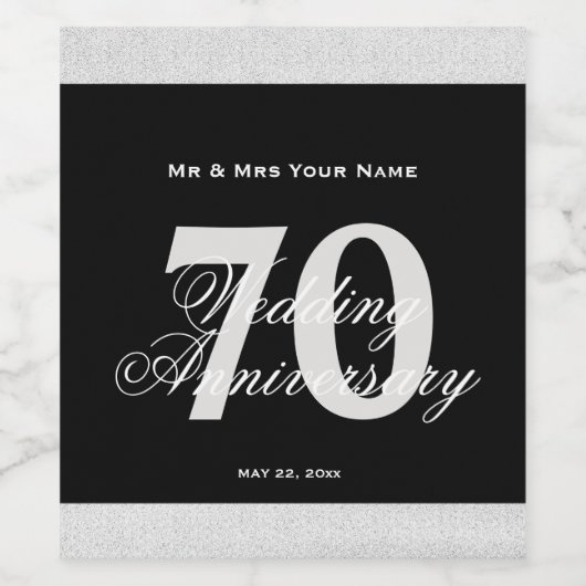 70e Jubileum voor bruiloft Eigen wijn Wijn Etiket (Enkel label)