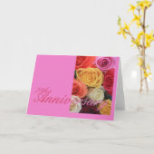 70e Jubileum voor bruiloft gemengde roos bouquet Kaart (Gele Bloem)