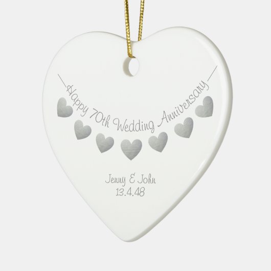 70e Jubileum voor bruiloft Platinum-versiering Keramisch Ornament (Links)