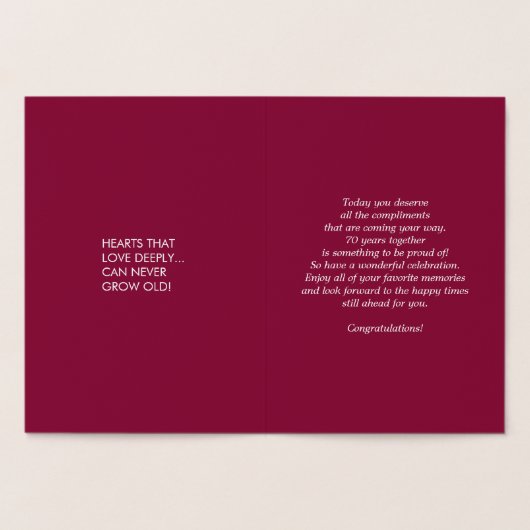 70e Jubileum Wenskaarten Folie Kaarten (Binnen)