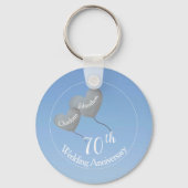 70e Jubileum zilveren hartballon Sleutelhanger (Voorkant)